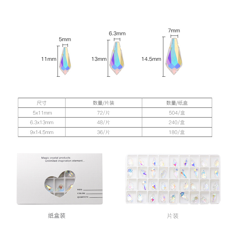 Grister Angel's Tear Drop Pendant K9 Crystal Diamond Necklace Accessory diy Necklace Earrings Accessory Pendant Specification image