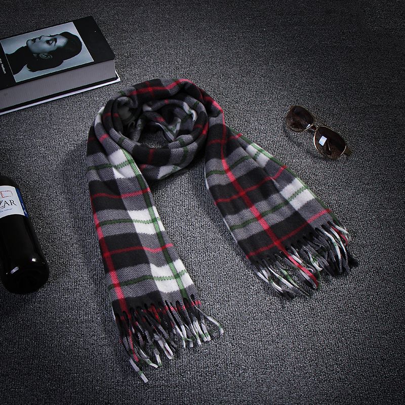 Men's Plaid Scarf in Winter Outfit - Street Style