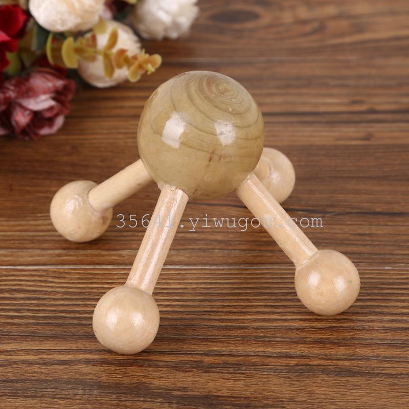 四脚木质按摩器颈部腰部按摩木制按摩器头部按摩