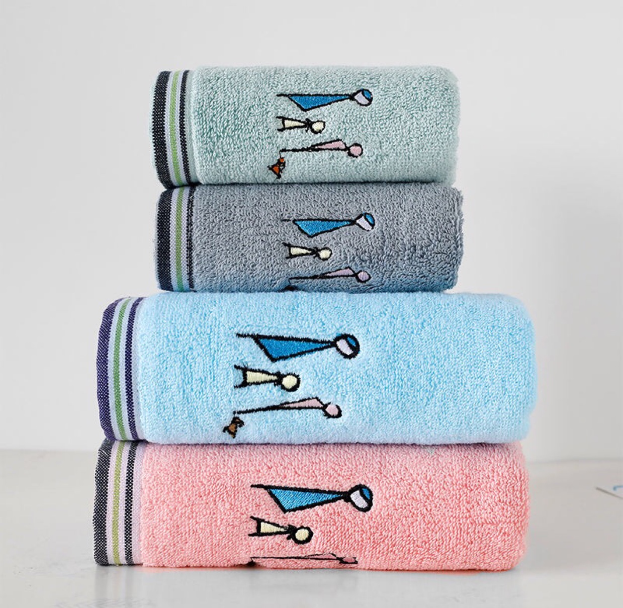 A family of embroiderers, pure cotton towels