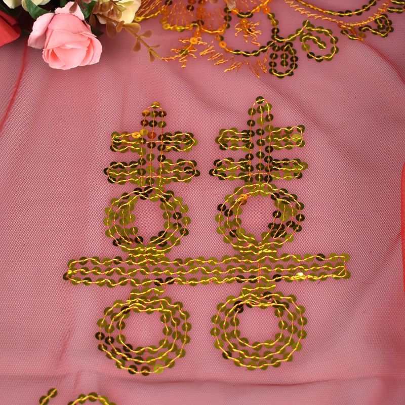 A golden bride's veil with the character "Prosperity and Happiness" for the wedding detail image 6