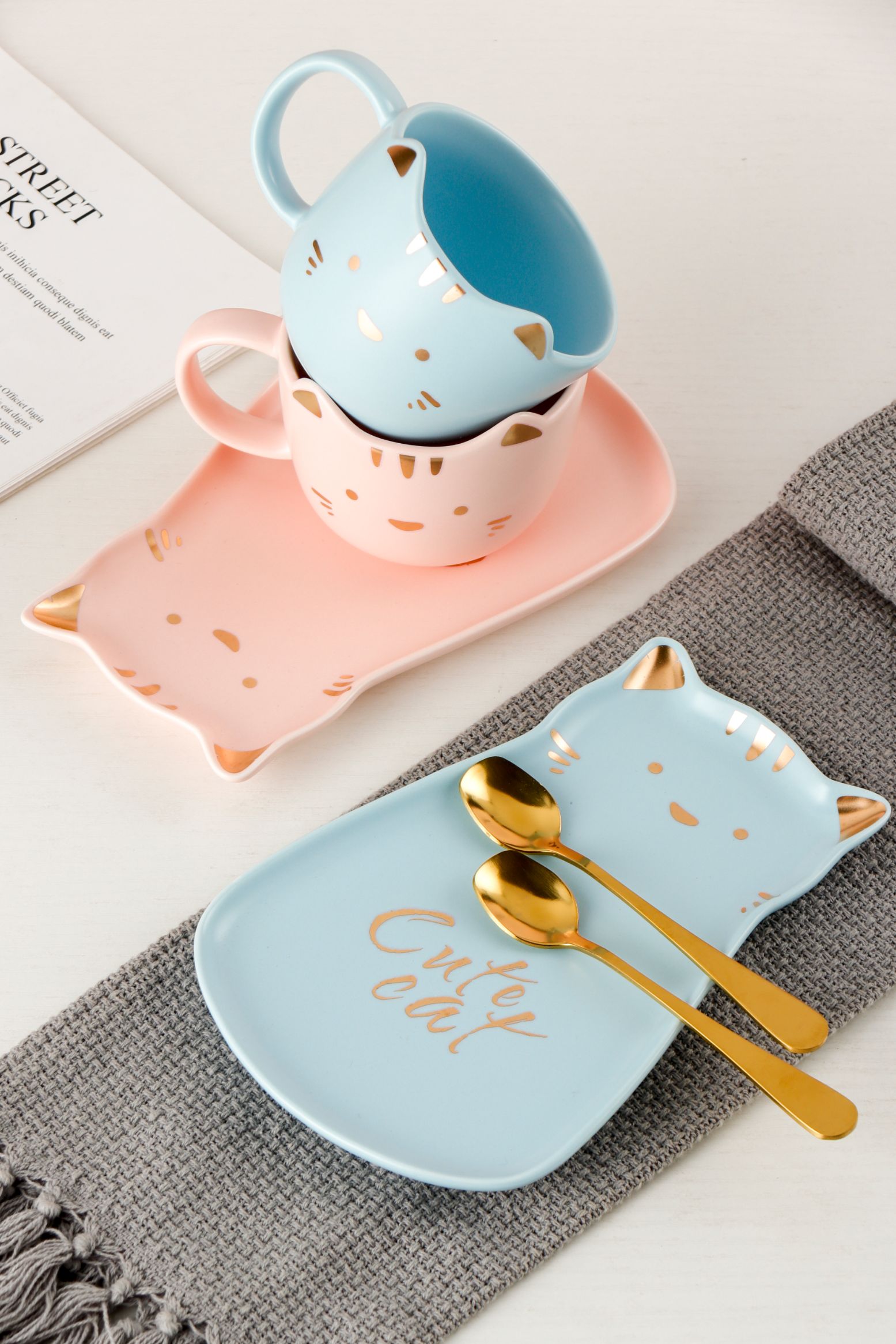 Cute Cat Coffee Cup And Tray Gsjy3510 undefined