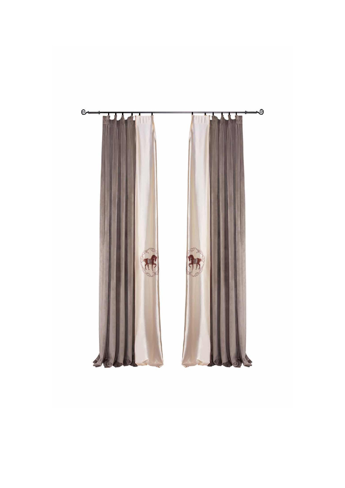 知色窗帘现代简约轻奢窗帘高精密提花橙色拼接高档客厅卧室遮光详情图7