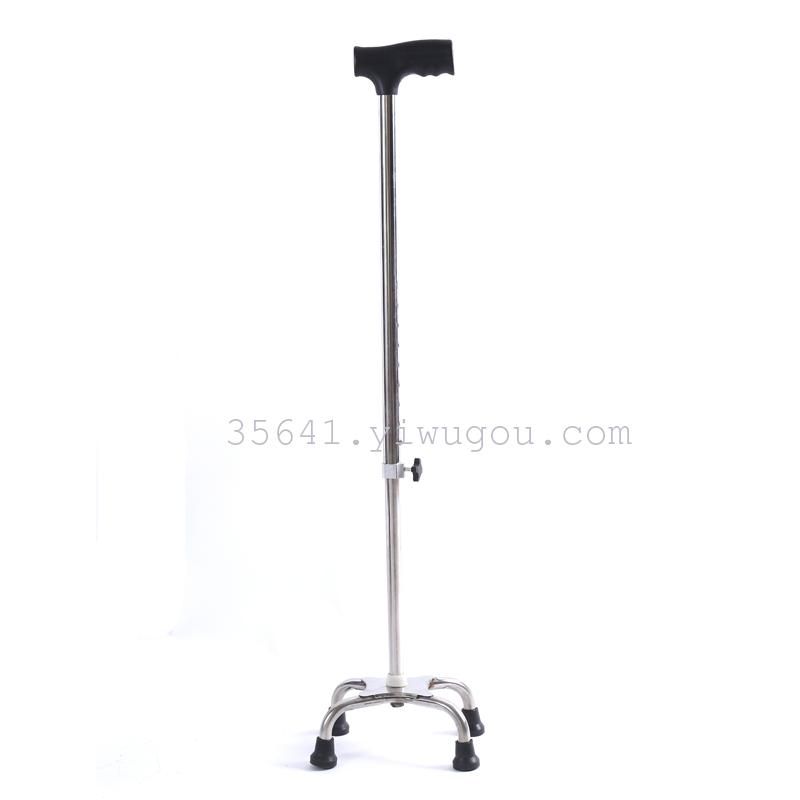 不锈钢四脚拐杖老人四脚拐杖四角手杖拐棍助行器