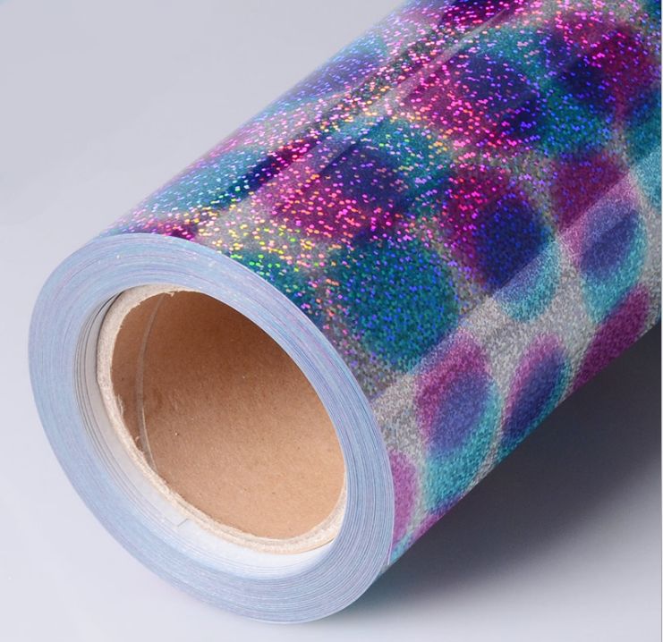 Laser PET engraving film PUPVCTPU scallion powder reflective luminous engraving film heat transfer printing heat transfer drawing and heat transfer image 50X100M
