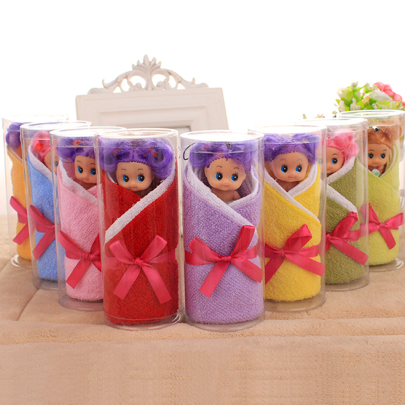 Cake Towel Valentine's Holiday Wedding Creative Business Birthday Gift Cotton Animal Cylinder Barbie Doll details Picture
