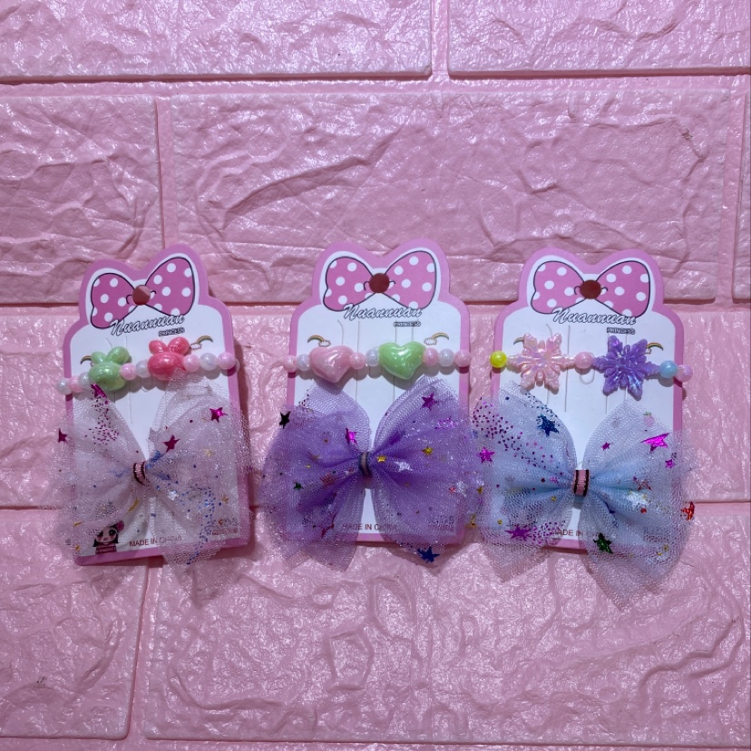 Children's bracelet, hairpin, Korean-style mesh bow tie, Flower Warmth