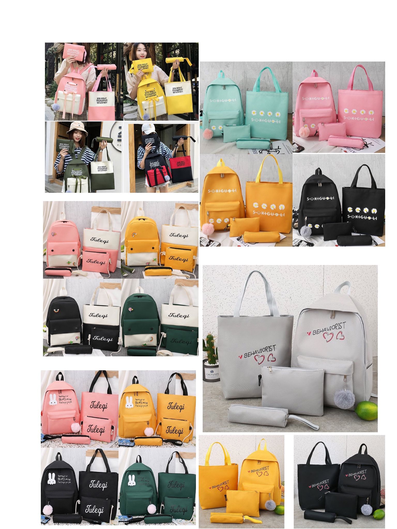 ins student four-piece schoolbag set Item Picture