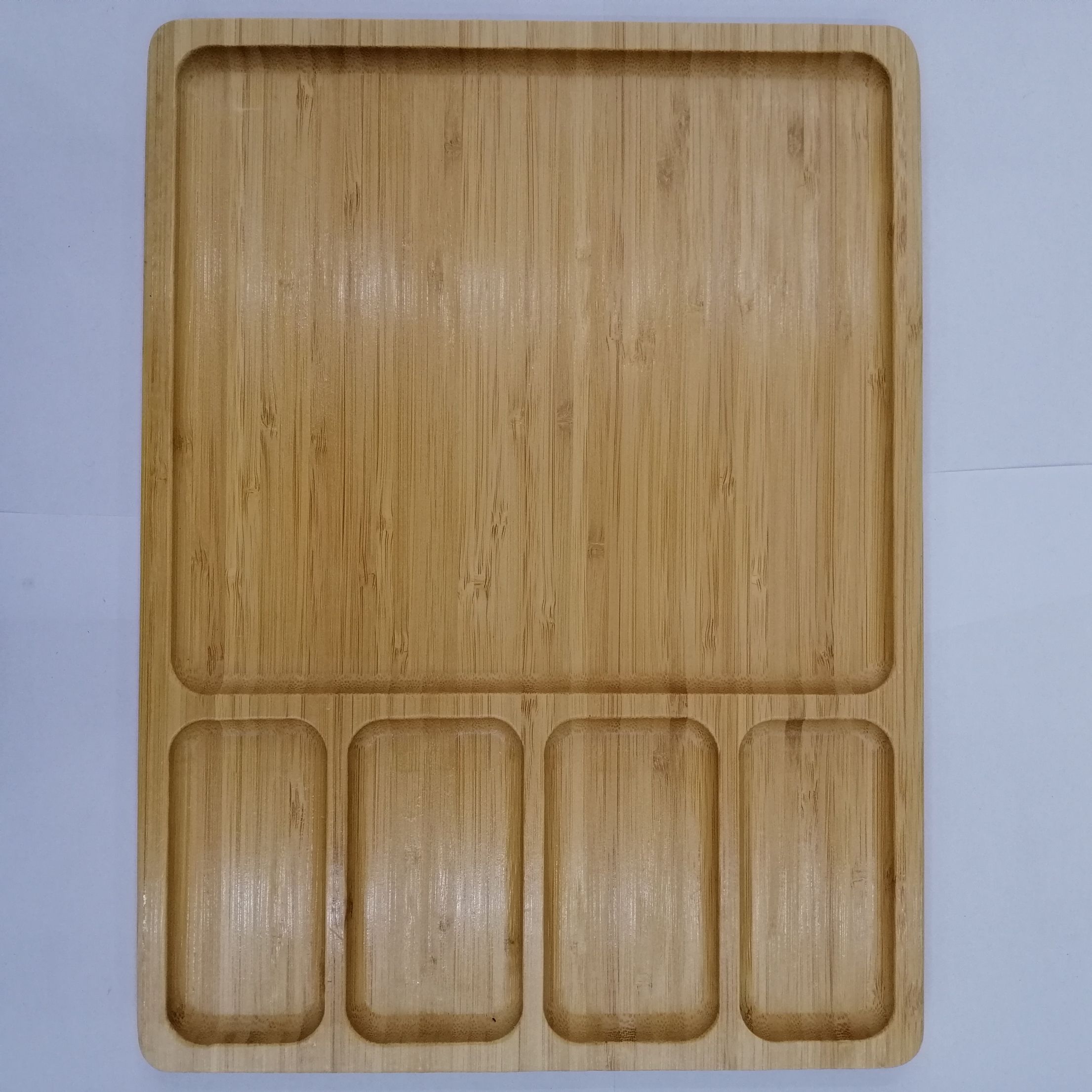 Fruit tray made of bamboo with large five tins dry fruit tray nut tray Nordic household tray thumbnail