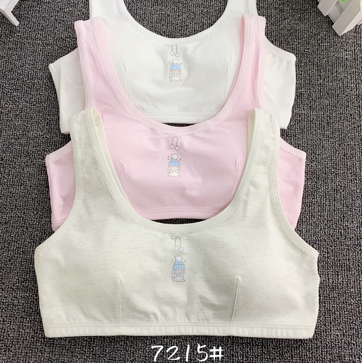 7215 Thin Cotton I-Back Breathable Growth Period Girl's Small Vest Without Sponge Pad Wrap Bra For Students
