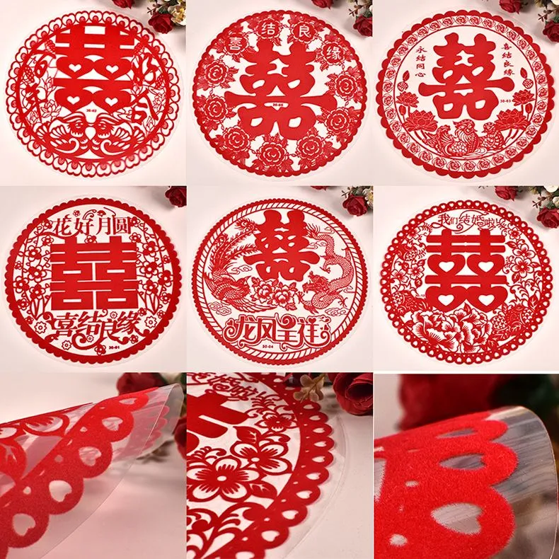 The electrostatic flocking of the "Xi" character and the "Xi" flocking window pattern are both auspicious and electrostatic detail image 1