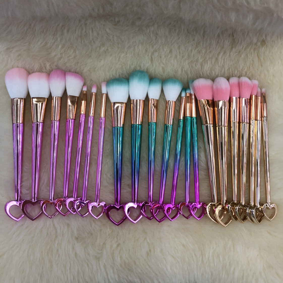 Heart type electroplating 7 makeup brushes thumbnail
