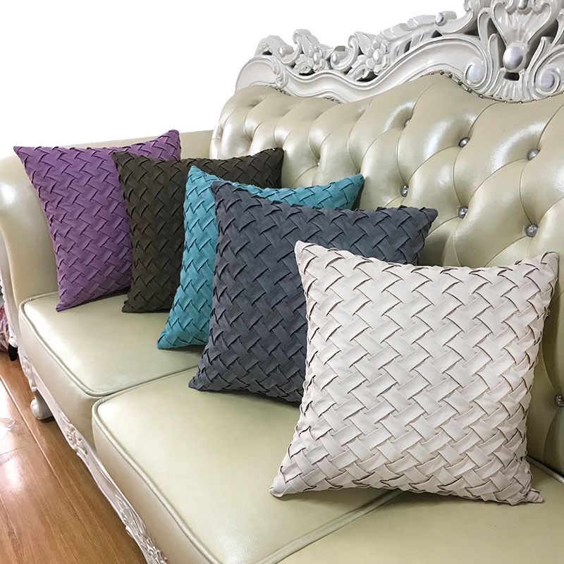 Deerskin nap woven pillow plain color simple modern sofa cushion sofa office car pillow support custom