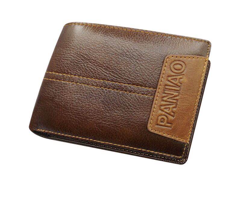 牛皮钱包，拼接，可定制LOGO图