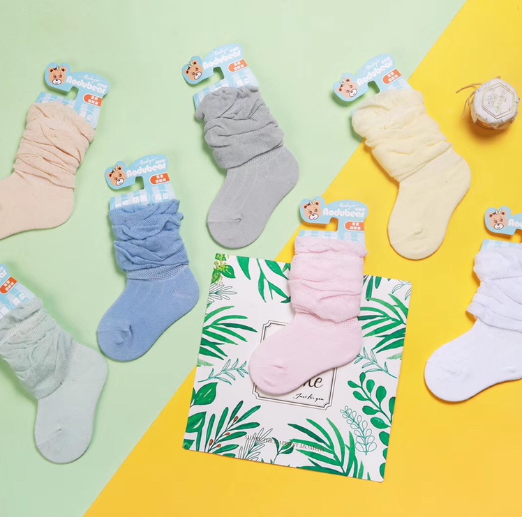 Solid color thin high-top mosquito repellent socks for babies in Spring/Summer 2020