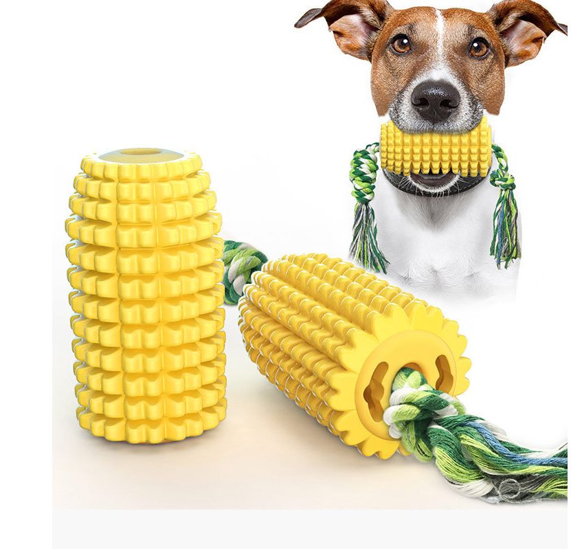 Amazon's new dog toy corn molar Stick bite resistant dog toothbrush dog toy with a rope to clean teeth to remove stones