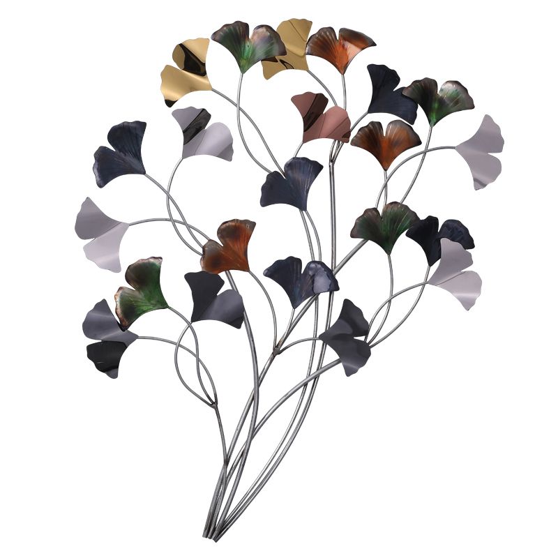 Modern light luxury wind wrought iron wall decoration living room metal background wall pendant porch wall ornaments ginkgo leaf wall hanging thumbnail