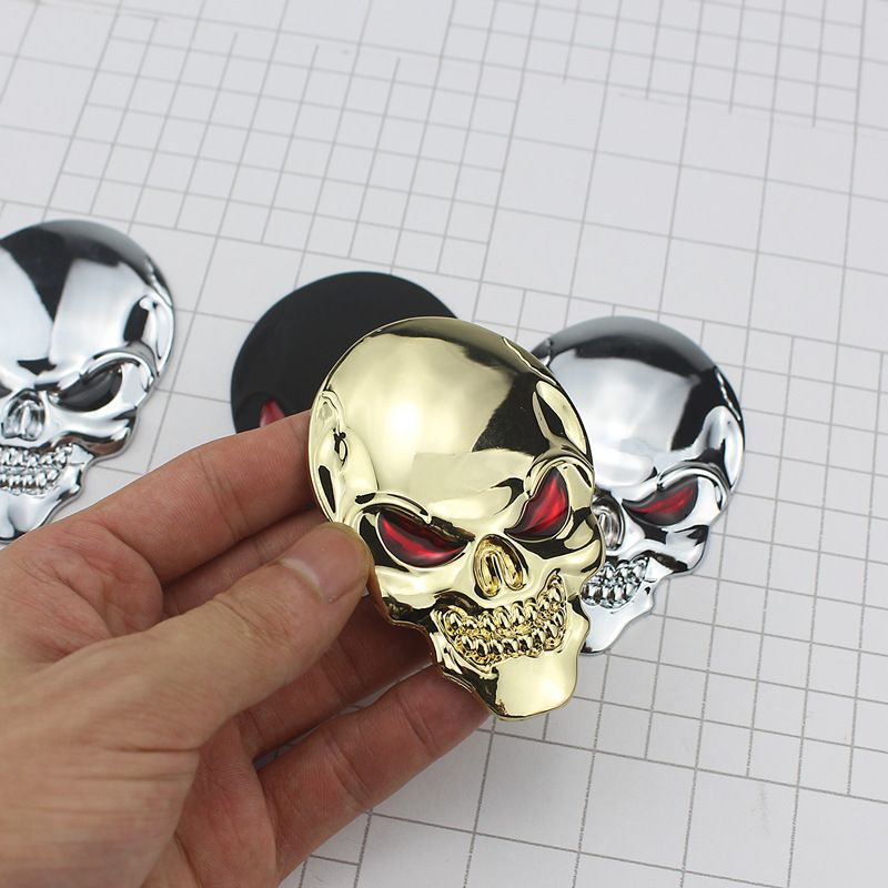 Car Metal Personality Skull Sticker Body Sticker Ghost Head Sticker Three-Dimensional Tail Label Decoration Sticker Modification full figure