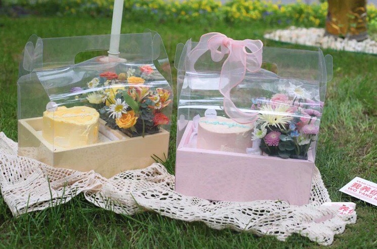 PVC透明鲜花手提盒 节日花艺盒创意手提鲜花包装盒