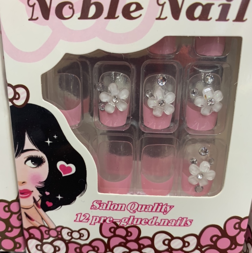 Transparent pink flower 3D manicure