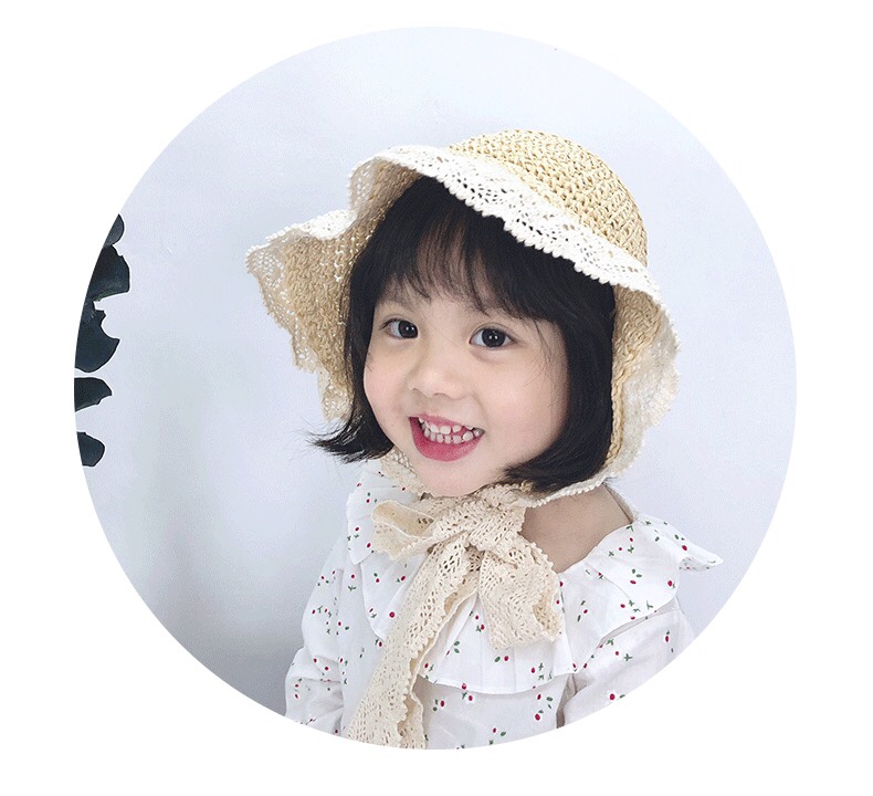 Summer Children's Fisherman Hat Girls' Straw Hat Sun Hat Baby Girls' Princess Hat Sun Block Beach Hat Sun Hat details Picture