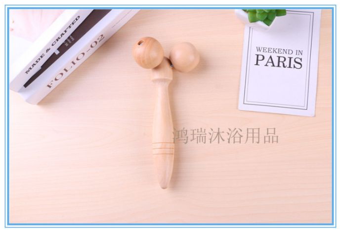 木质瘦脸神器花梨木脸部手臂按摩器红木双下巴滚轮式美容 按摩棒详情图3