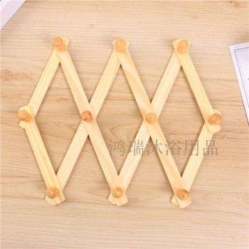 Retractable log hanger door wall wooden hanger hanger cap hook folding diamond size hanger