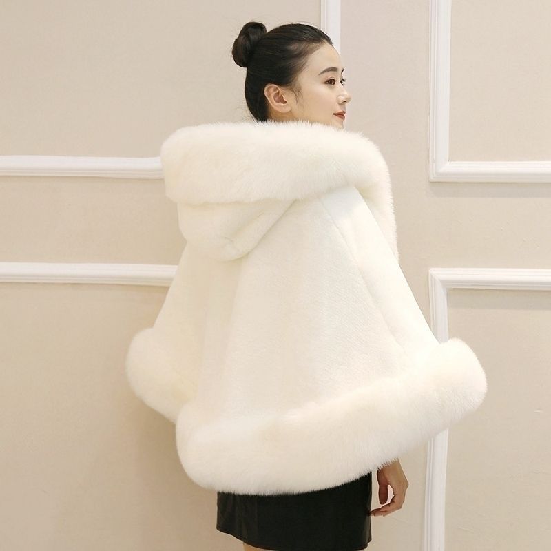 Fur Shawl Female Autumn-Winter Fox Fur Imitation Mink Mantle Mantle Coat Wedding Dress Outside The Wedding To Thicken Warm