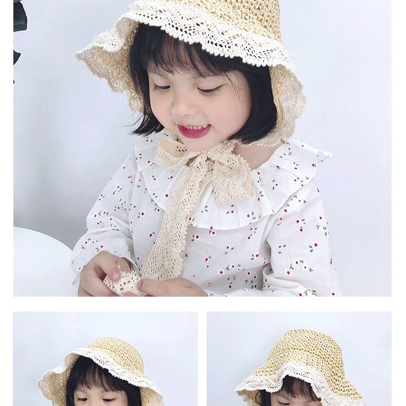 Summer Children's Fisherman Hat Girls' Straw Hat Sun Hat Baby Girls' Princess Hat Sun Block Beach Hat Sun Hat