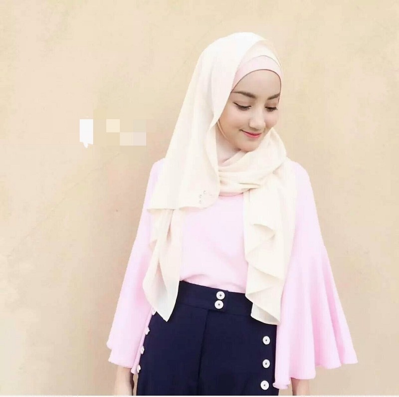 Muslim headscarf summer new solid color chiffon breathable and fashionable long scarf, Hui ethnic casual headscarf treasure