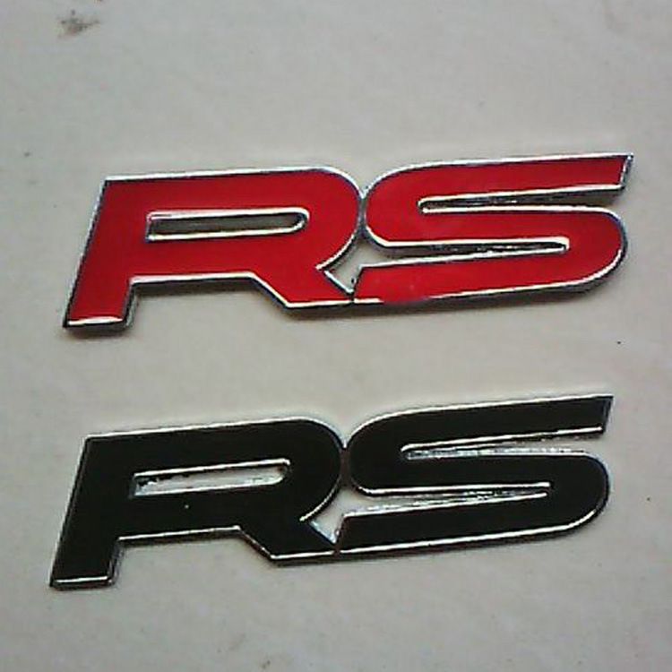 Cross border vehicle modification signs are affixed with metal letters RS sports modification signs and personalized body stickers