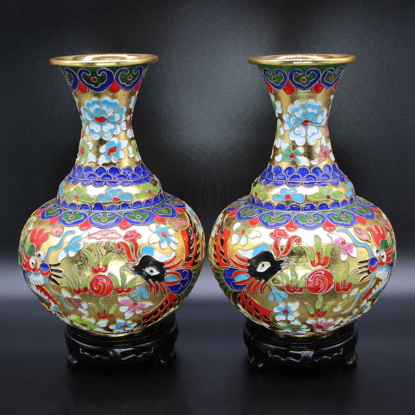 Beijing Cloisonne craft gift vase decorated silk enamel (filaments silver blue) vase with dragon and Phoenix perfume thumbnail