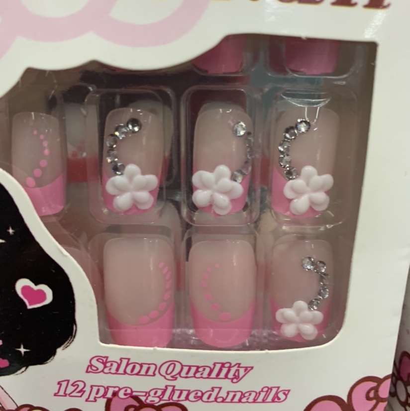Deep pink flower 3D manicure