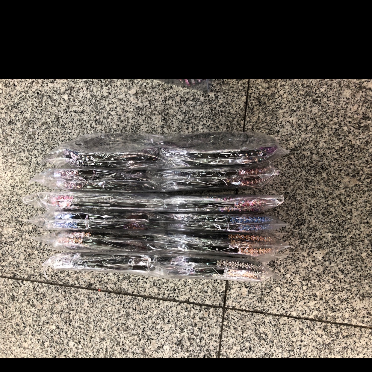 A row of plum blossom headbands