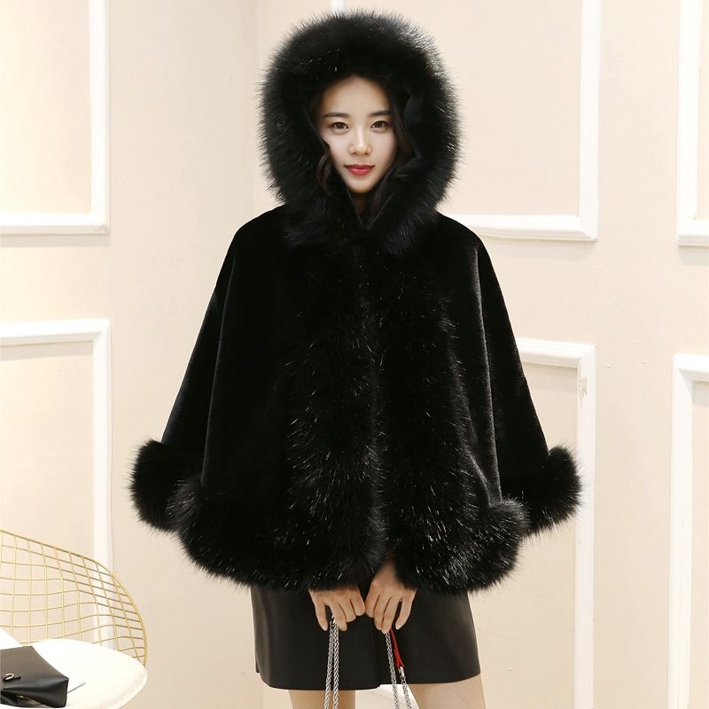 Fur Shawl Female Autumn-Winter Fox Fur Imitation Mink Mantle Mantle Coat Wedding Dress Outside The Wedding To Thicken Warm Specification drawing