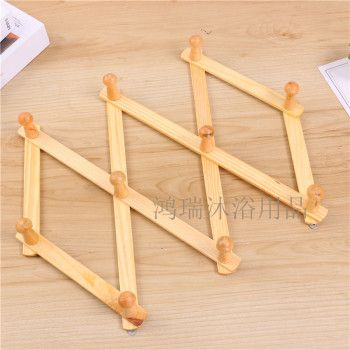 Retractable log hanger door wall wooden hanger hanger hanger cap hook folding diamond size hanger