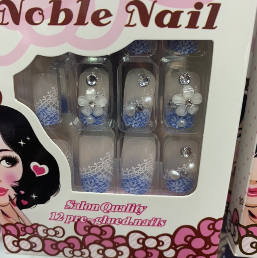 Blue flower 3D manicure