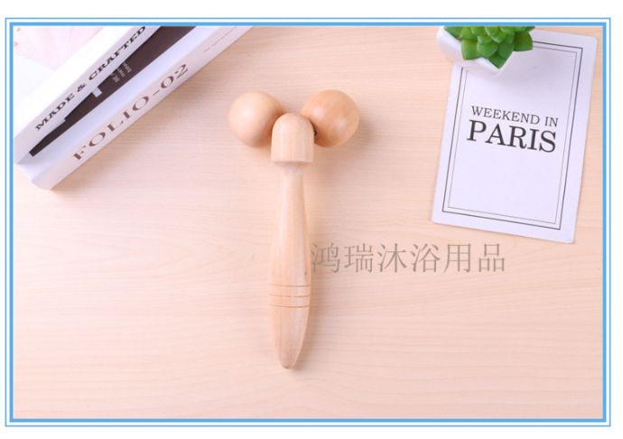 木质瘦脸神器花梨木脸部手臂按摩器红木双下巴滚轮式美容 按摩棒详情图2