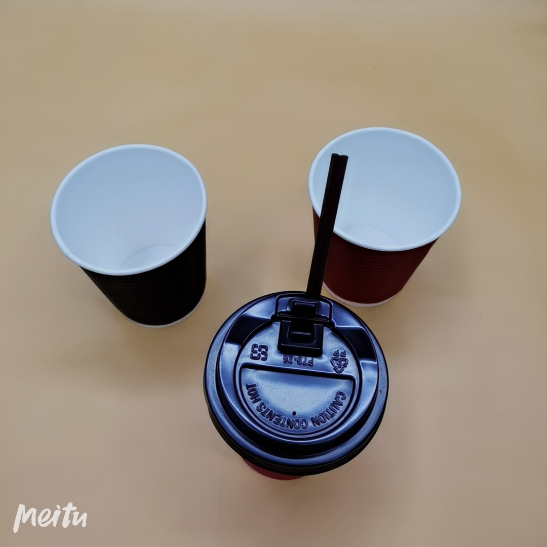 瓦楞杯8 12 14 16oz 黑色 牛皮纸色 黄色 酒红色 红色数量成越大价格越便宜详情图4