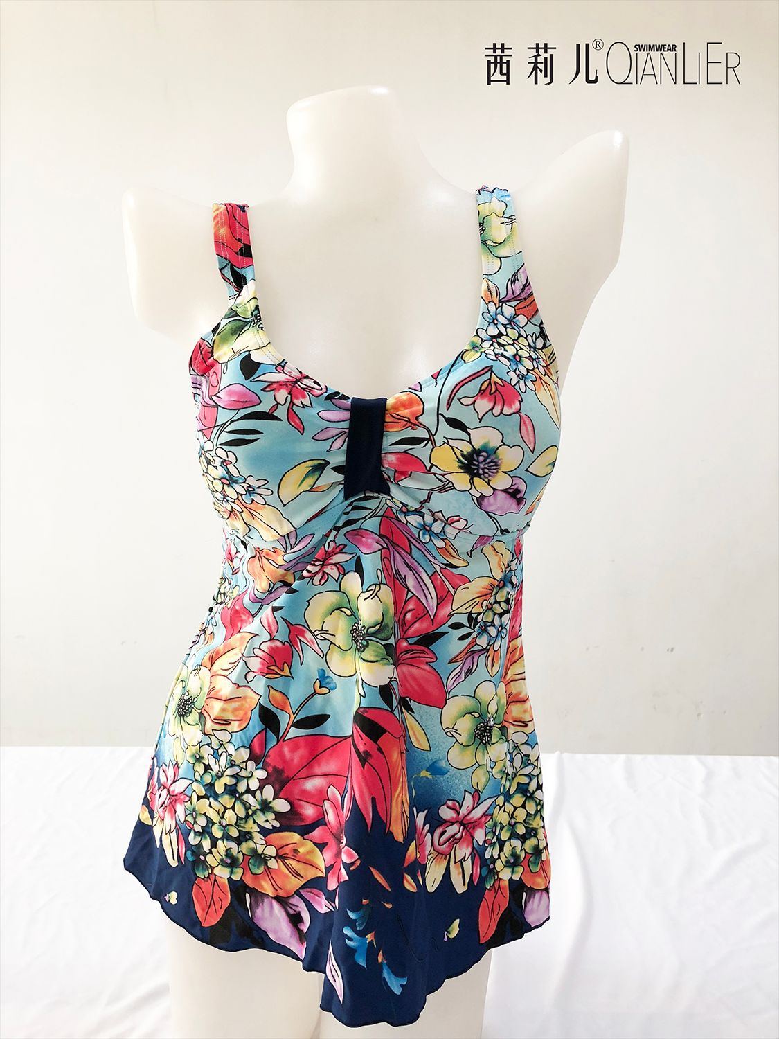 分体平角裤裙式泳衣遮肉显瘦