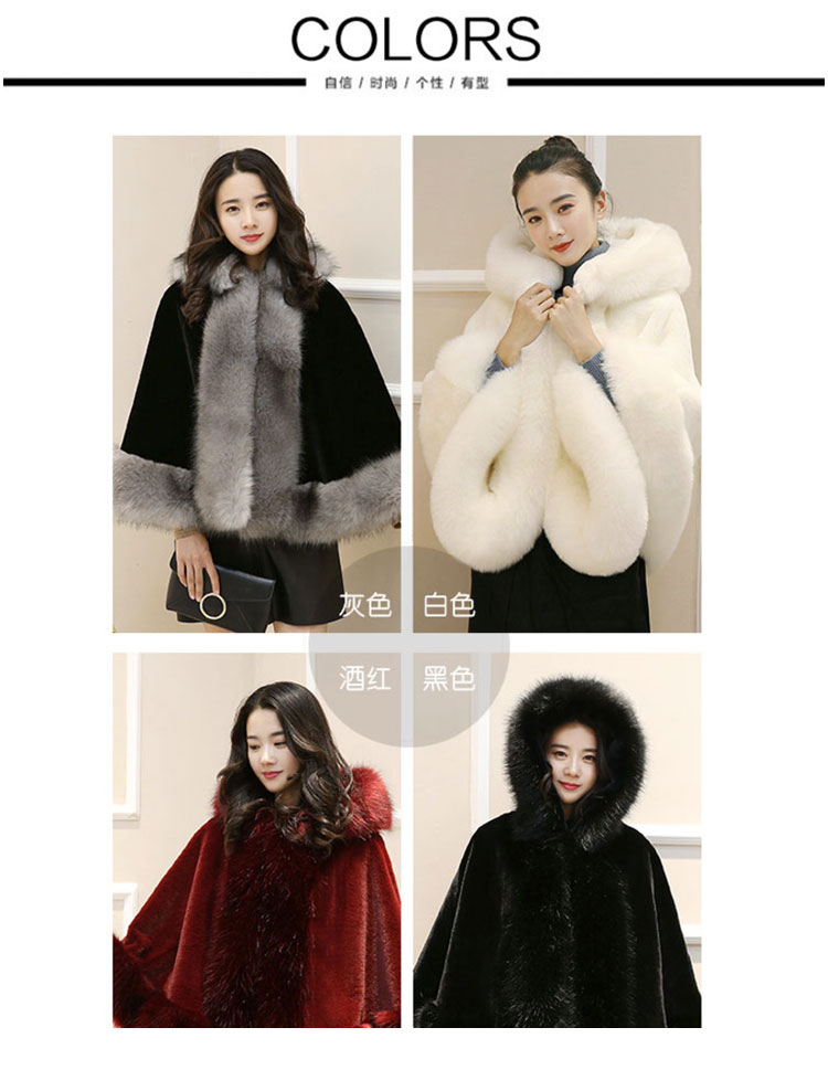 Fur Shawl Female Autumn-Winter Fox Fur Imitation Mink Mantle Mantle Coat Wedding Dress Outside The Wedding To Thicken Warm full figure