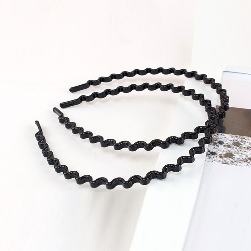 Korean facial cleansing headband with anti-slip teeth E586 black plastic fine wave hair band, hairpin, hair accessory and headwear Specification image