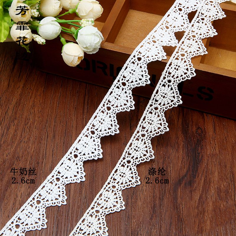 3 cm milk silk, polyester silk, cotton thread water-soluble embroidery lace factory direct sales accessories details Picture