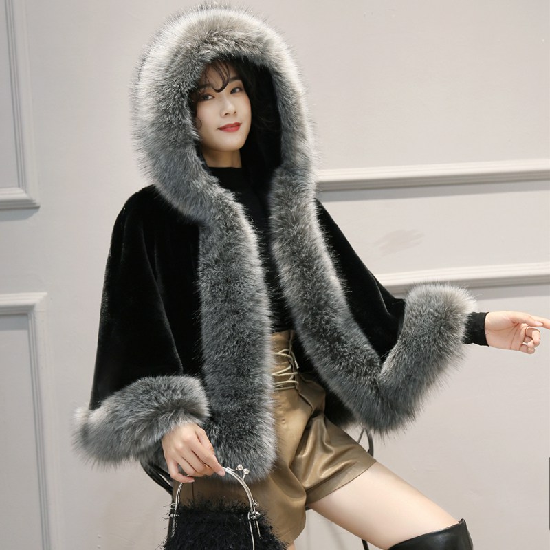 Fur Shawl Female Autumn-Winter Fox Fur Imitation Mink Mantle Mantle Coat Wedding Dress Outside The Wedding To Thicken Warm details Picture