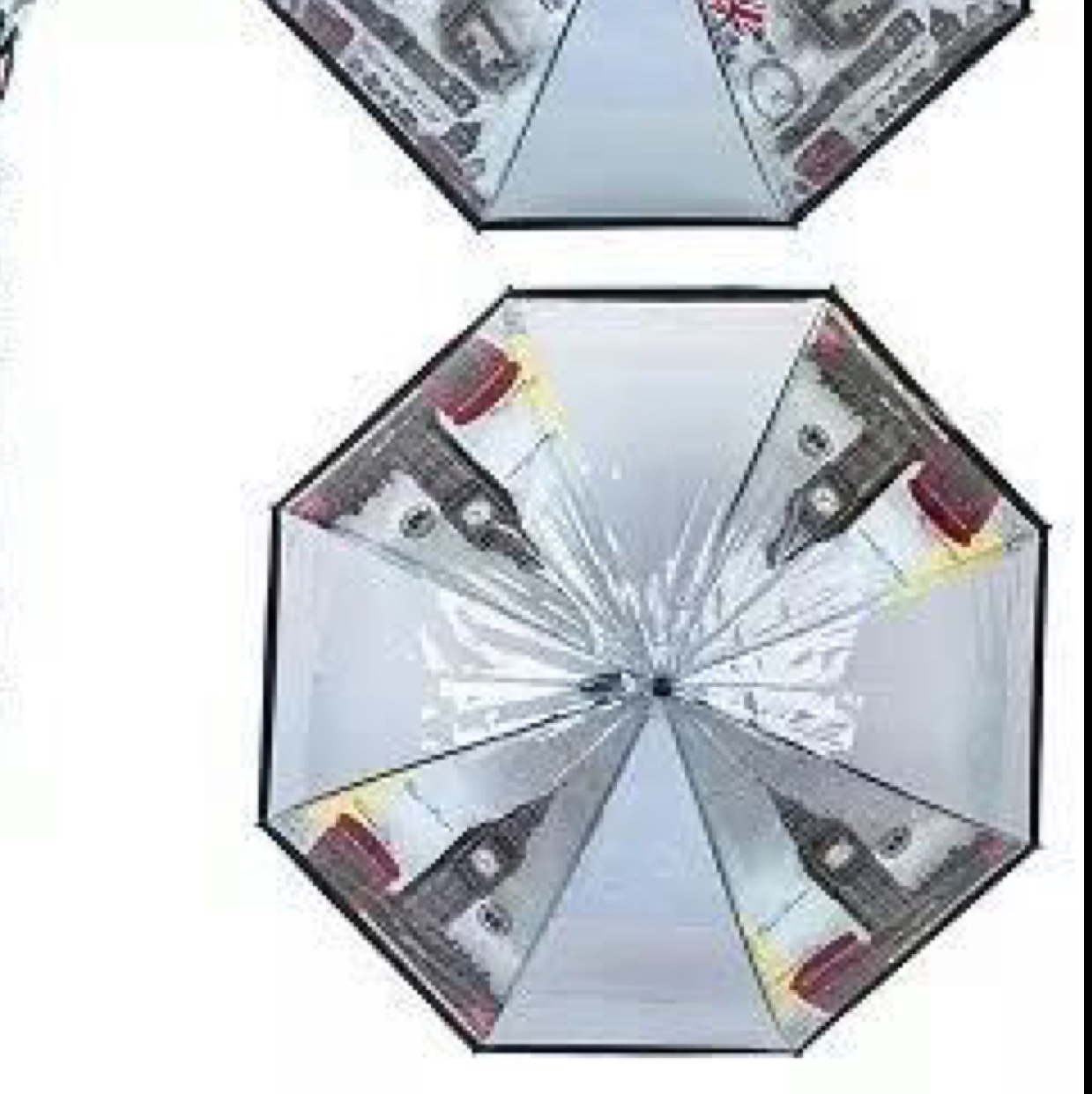 著名建筑四片印黑边透明伞产品图