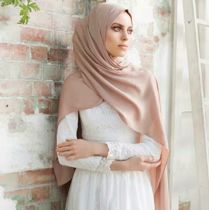 Muslim headscarf Summer new solid color chiffon breathable and fashionable long scarf, Hui casual headscarf classic