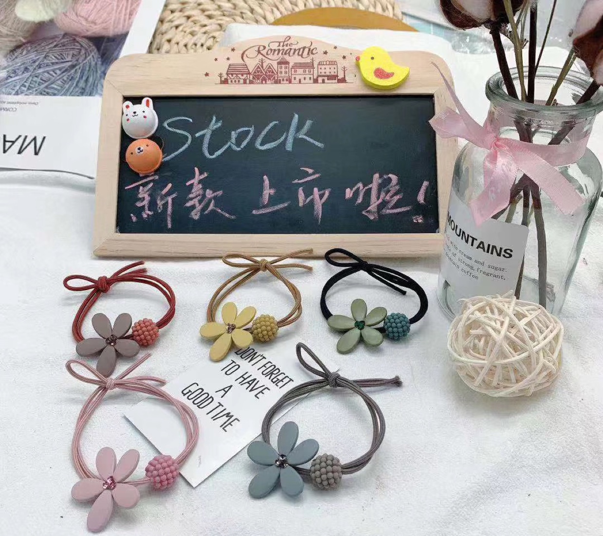 Adult five-petal flower star fruit Korean rubber band thumbnail