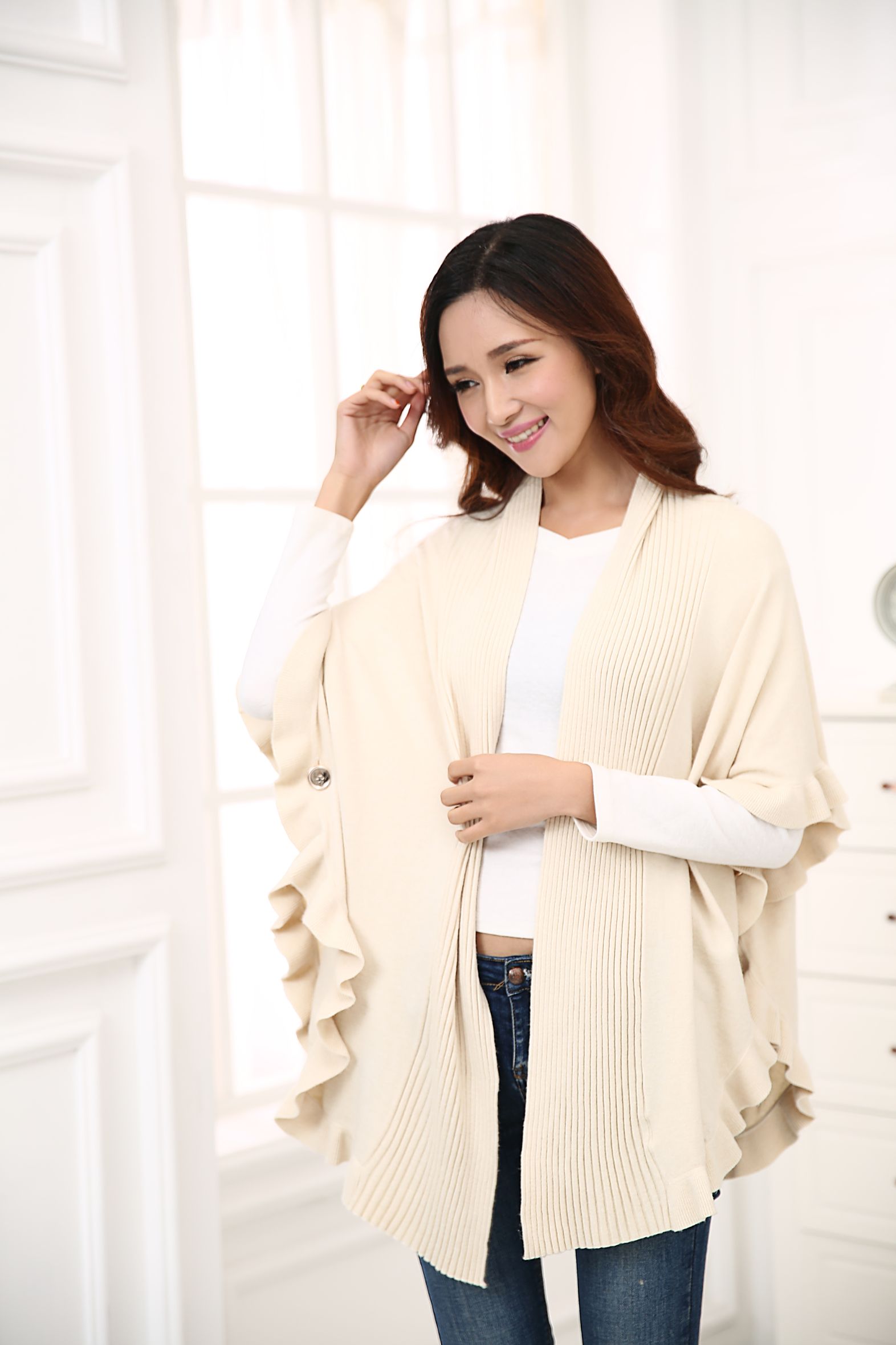 2020 Menas Europe And The United States Autumn And Winter New Open-Fork Shawls Solid Color Warm Fashion Women Shawl Manufacturers Direct Sales details Picture