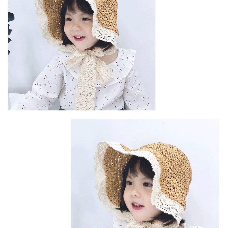 Summer Children's Fisherman Hat Girls' Straw Hat Sun Hat Baby Girls' Princess Hat Sun Block Beach Hat Sun Hat Specification drawing