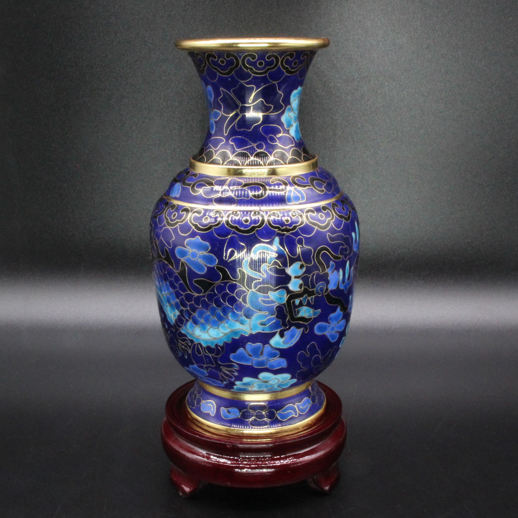 北京景泰蓝工艺礼品花瓶摆件传统铜胎掐丝珐琅磨光6寸万花金龙瓶 